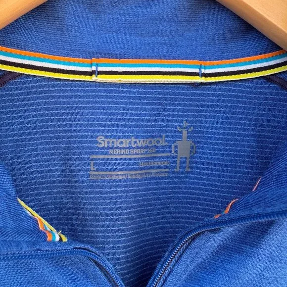 Smartwool Merino Sport 150 Long Sleeve 1/4 Zip Men's Large Blue Outdoor Gorpcore - Picture 3 of 10